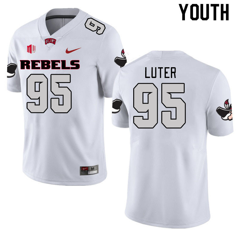 Youth #95 L'Cier Luter UNLV Rebels 2023 College Football Jerseys Stitched-White - Click Image to Close